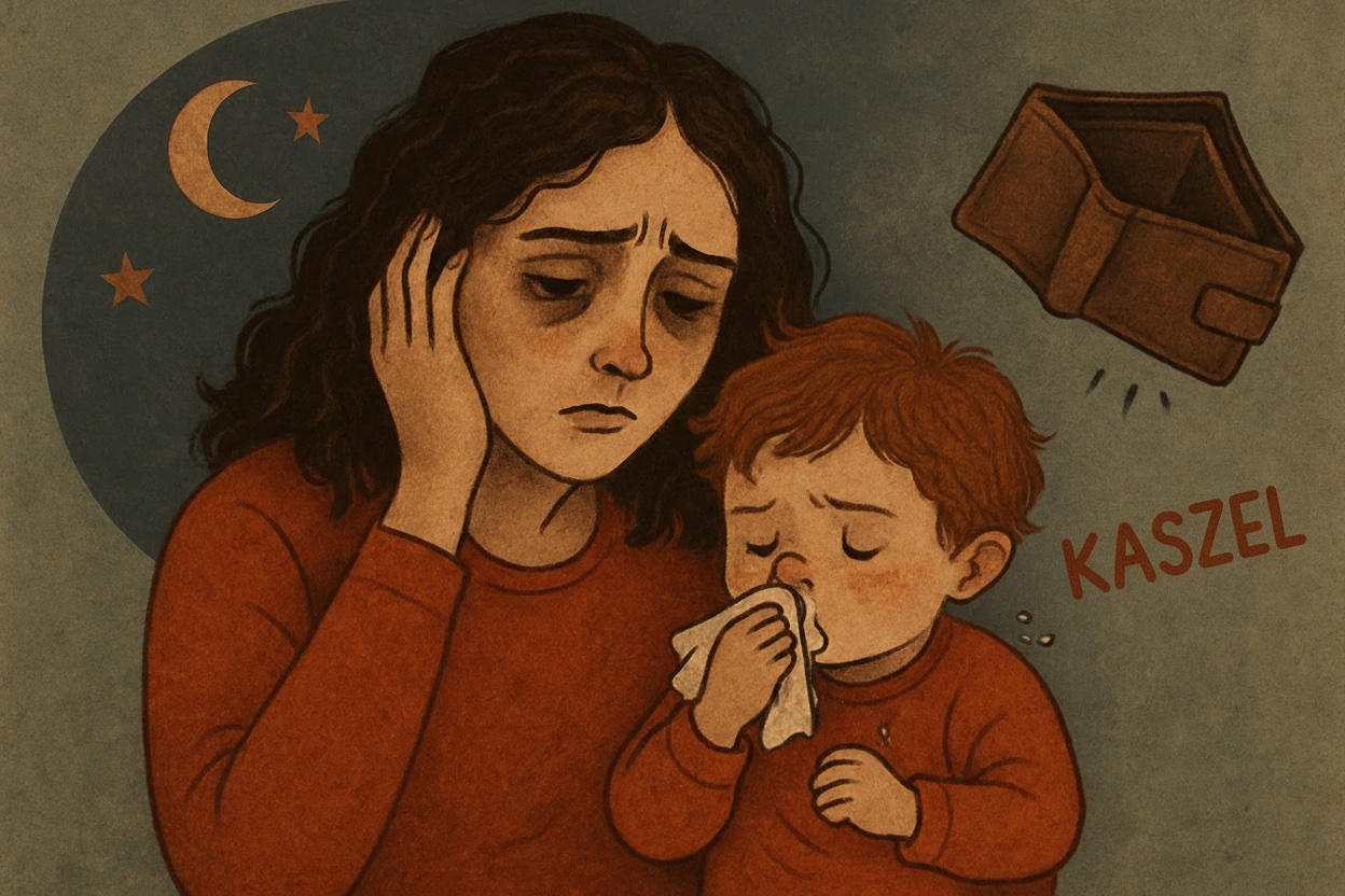 Matka z chorym dzieckiem w nocy — bezsenność, kaszel, troska
